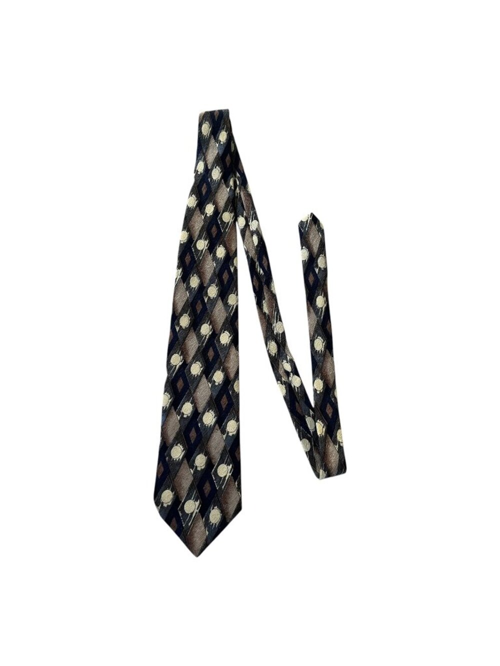 Jean-Baptiste Caumont Milan Italian Silk Necktie Geometric Diamond Circle Patter